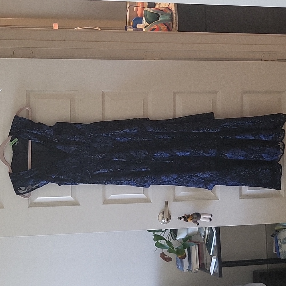 Lulus Molinetto Navy Blue Lace Ruffled Tiered Sleeveless Maxi Dress